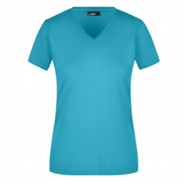 TEE-SHIRT COL V F TURQUOISE